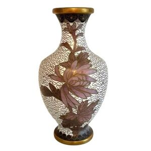 VINTAGE ASIAN CLOISONNE BRASS ENAMEL SMALL BUD VASE